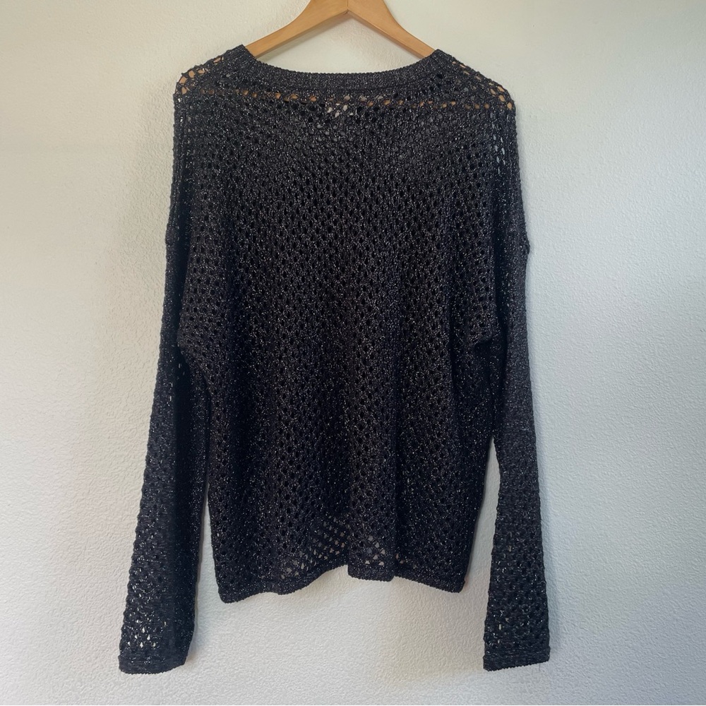 Pilcro Metallic Black Knit Top, size L - Picture 6 of 6